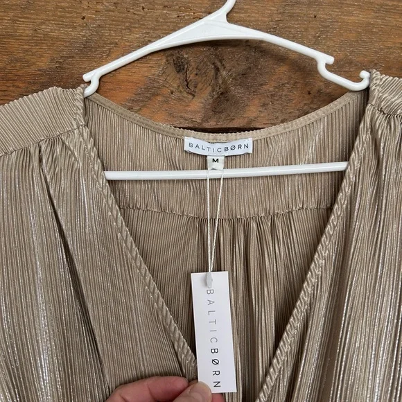 Baltic Born Metallic Gold Pleated Dress - Picture 3 of 3